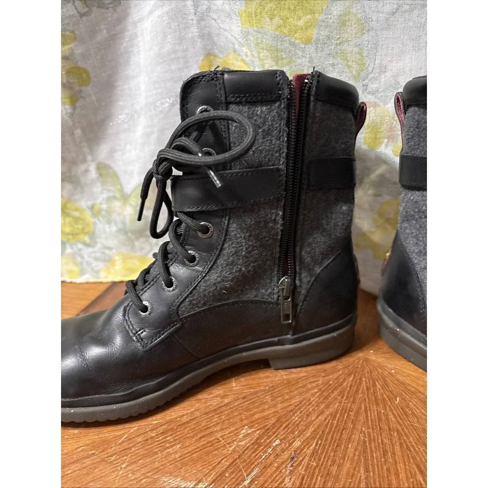 Ugg Kesey Womens Boot Waterproof Full-Grain Leather‎ Wool-Blend Black Size 8